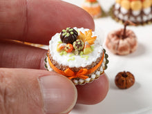 Load image into Gallery viewer, Autumn Cake - Coloured Pumpkins, Leaf Cookie, Candy Corns, Orange Bow