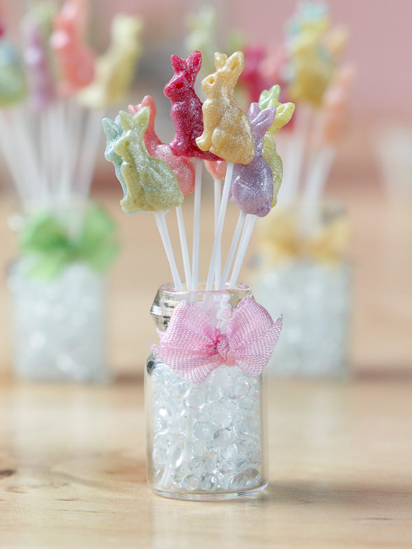 Display of Colourful Candy Bunny Lollipops - 12th scale