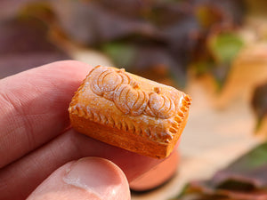Farmhouse Baked Closed Pie with Pumpkin Decoration for Autumn / Halloween - Miniature Food