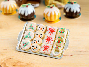 Christmas Cookies - Holly, Snowman, Present, Wreath - Miniature Food
