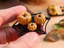 Load image into Gallery viewer, Trio of Autumn Brioche Presented on Spiders Web Tray - Miniature Food