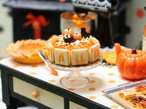 Halloween Cake Decorated with Lettered Cookies - Miniature Food in 12th scale