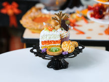 Load image into Gallery viewer, Miniature Pastries, Cupcake, Cookies for Autumn / Halloween on Black Stand - Miniature Food