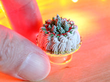 Load image into Gallery viewer, Christmas Cream Cake Decorated with Snowy Christmas Trees - 12th Scale Miniature Food
