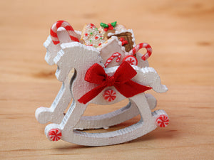 Rocking Horse Christmas Candy Cane Display (White) - 12th Scale Miniature
