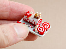 Load image into Gallery viewer, Christmas Red Velvet Swiss Roll Yule Log with Gingerbread Couple in Forest - Miniature Food