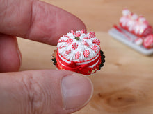Load image into Gallery viewer, Christmas Cream Cake Decorated with Peppermint Candy - Miniature Food