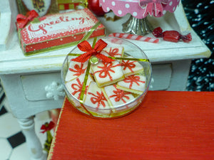 Gift Box of Iced 'Christmas Present' Cookies - 12th Scale Miniature Food