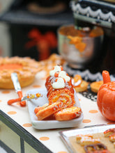 Load image into Gallery viewer, Autumn Swiss Roll - Pumpkins and White Chocolate Hearts - Miniature Food in 12th Scale