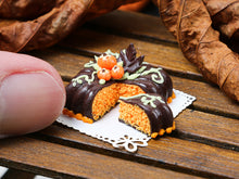 Load image into Gallery viewer, Square Chocolate and Orange Velvet Cake for Autumn - Miniature Food in 12th scale