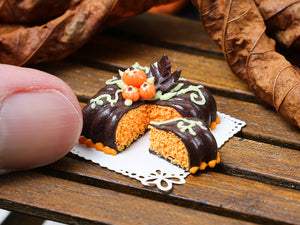 Square Chocolate and Orange Velvet Cake for Autumn - Miniature Food in 12th scale