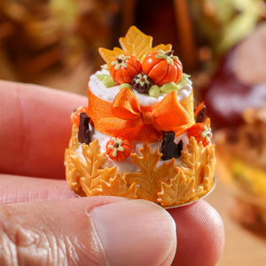 Two Tiered Cookie Leaf Cake for Autumn - 12th Scale Miniature Food