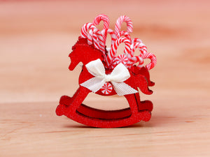 Rocking Horse Christmas Candy Cane Display (Red) - 12th Scale Miniature