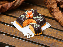 Load image into Gallery viewer, Square Chocolate and Orange Velvet Cake for Autumn - Miniature Food in 12th scale