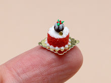 Load image into Gallery viewer, Genoise Cake Decorated with Tiny Christmas Pudding - Miniature Food