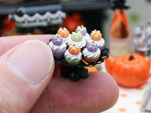 Load image into Gallery viewer, Pumpkin Cupcakes on Stand for Autumn / Fall - Miniature Food