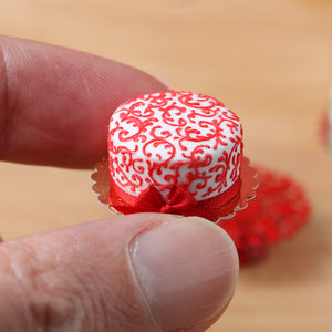 Red Swirl Modern 'Designer' Christmas Cake - 12th Scale Miniature Food