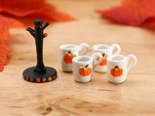 Load image into Gallery viewer, Pumpkin Bas Relief Teapot and Mug Tree - 12th Scale Dollhouse Miniature
