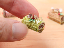 Load image into Gallery viewer, Traditional Pistachio Yule Log / Bûche de Noël - Miniature Food in 12th Scale