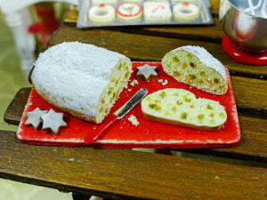 Christmas Stollen on Cutting Board - 12th Scale Miniature Food