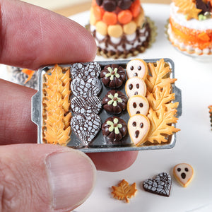 Halloween / Fall Cookies and Chocolates on Metal Baking Sheet - Miniature Food