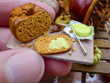 Load image into Gallery viewer, Pumpkin Bread with French Salted Butter - 12th Scale Miniature Food