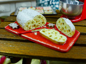 Christmas Stollen on Cutting Board - 12th Scale Miniature Food