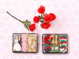 Romantic Chocolate-Dipped Strawberry and Champagne Gift Box - Miniature Food