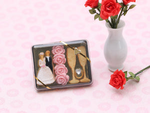Wedding Themed Gift Box of Miniature Cookies - 12th Scale Miniature Food