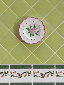 Handpainted Rose Decorative Plate - OOAK Dollhouse Miniature