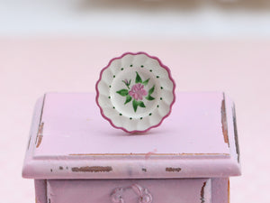 Handpainted Rose Decorative Plate - OOAK Dollhouse Miniature