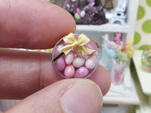 Load image into Gallery viewer, Shades of Pink Candy Easter Eggs in Clear Round Gift Box - Miniature Food in 12th Scale