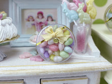 Load image into Gallery viewer, Colourful Candy Easter Eggs in Clear Round Gift Box (Small Eggs) - Miniature Food in 12th Scale