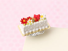 Load image into Gallery viewer, Rectangular Strawberry and Floral Cake - Handmade Miniature Food