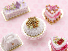 Load image into Gallery viewer, Miniature Dome Cream Cake with Golden Blossom and Butterfly - OOAK - Handmade Miniature Food