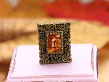 Load image into Gallery viewer, Vintage Photo Portrait of a Young Girl in Ornate Golden Photo Frame - A - OOAK - Handmade Dollhouse Miniature