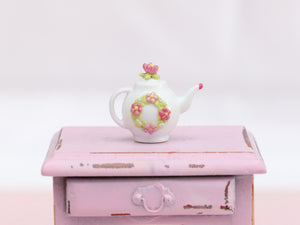 Pink Blossom Miniature Decorative Teapot - Dollhouse Miniature
