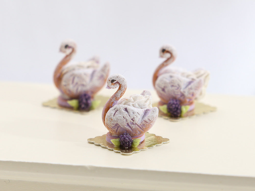 French Blackberry Pastry Swan - 12th Scale Miniature Food