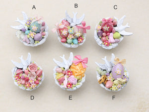Shabby Chic Bird Bath Dish of Easter Treats - Choice of Six - OOAK - Miniature Food