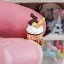 Load image into Gallery viewer, Chocolate Easter Sundae - Rabbit and Carrot Decoration - 12th Scale Miniature Food