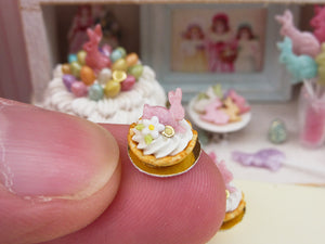 Pink Rabbit Cream Tartlet for Easter - 12th Scale Miniature Food