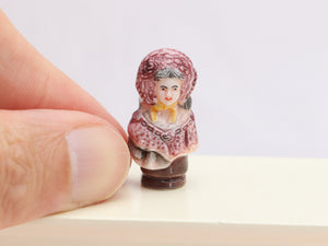 Miniature Decorative Bust of Lady in Pink (French Fève) - OOAK - Dollhouse Miniature