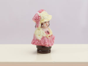 Miniature Decorative Bust of Lady in Pink and Yellow (French Fève) - OOAK - Dollhouse Miniature
