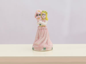 Miniature Statue of Winged Fairy Carrying Flowers (French Fève) - OOAK - Dollhouse Miniature