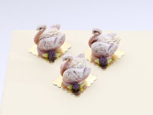 French Blackberry Pastry Swan - 12th Scale Miniature Food