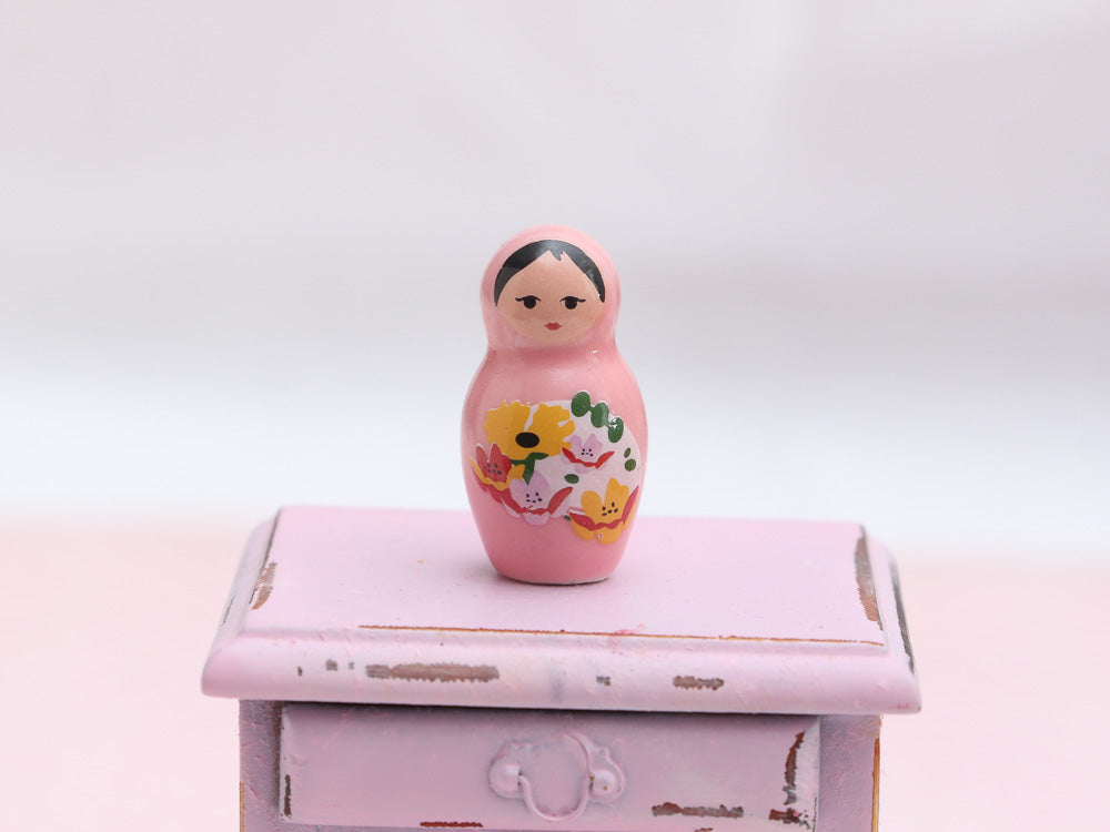Pink Russian Doll / Matryoshka Fève - 12th Scale Dollhouse Miniature Ornament