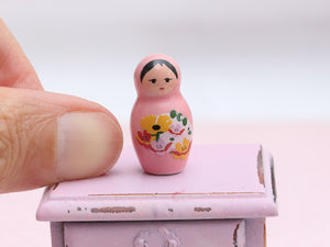 Pink Russian Doll / Matryoshka Fève - 12th Scale Dollhouse Miniature Ornament