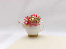 Load image into Gallery viewer, Decorative Gold and Dark Pink Floral Miniature Teapot (5B) OOAK - 12th Scale Dollhouse Miniature