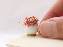 Load image into Gallery viewer, Decorative Gold and Dark Pink Floral Miniature Teapot (5B) OOAK - 12th Scale Dollhouse Miniature