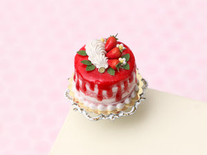 Strawberry Drip Nude Cake - Handmade Miniature Food